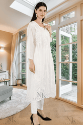 Meera in Cotton A Line Chikankari Kurti - NoorKasni Collections